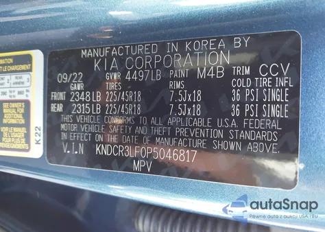 2023 Kia Niro Plug-In Hybrid Sx Touring from USA, damaged, VIN KNDCR3LF0P5046817